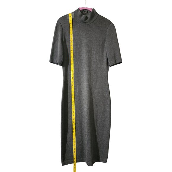 St. John Gray Knit Mock Neck Short Sleeve Dress Size 4 Back Zipper Closure Time - Picture 7 of 8